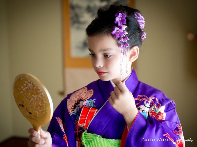 A girl in kimono, Celebrating Shichi Go San, Kimono Photography utilizing natural lighting, Shichi Go San in Los Angeles, Sisters in kimonos,